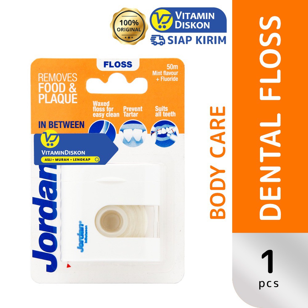 Jordan Inbetween Dental Floss 50 M | Benang Pembersih Plak Dan Kerak Gigi