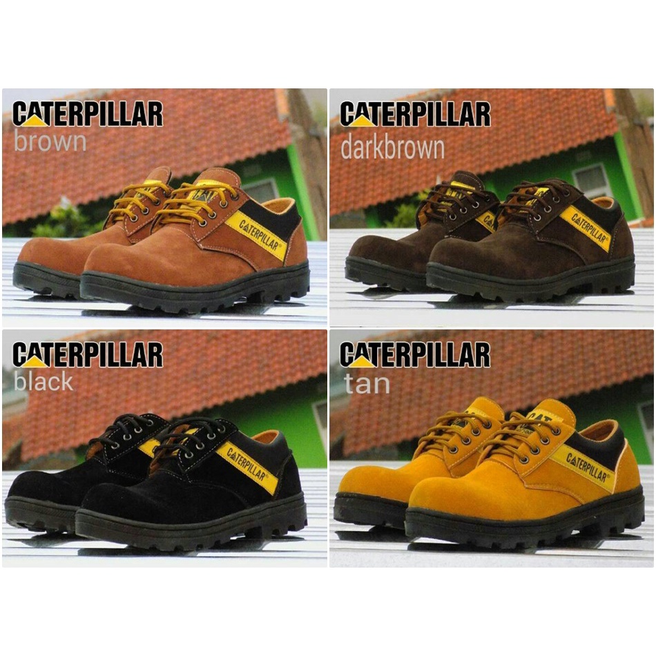 Sepatu Safety Proyek Ujung Besi - Septy Shoes Boot - Septi Kerja Lapangan Kulit Suede Cat Sby Pendek