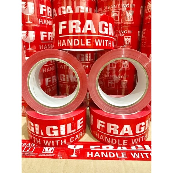 LAKBAN FRAGILE MERAH 48 MM X 100 YARD (90M)