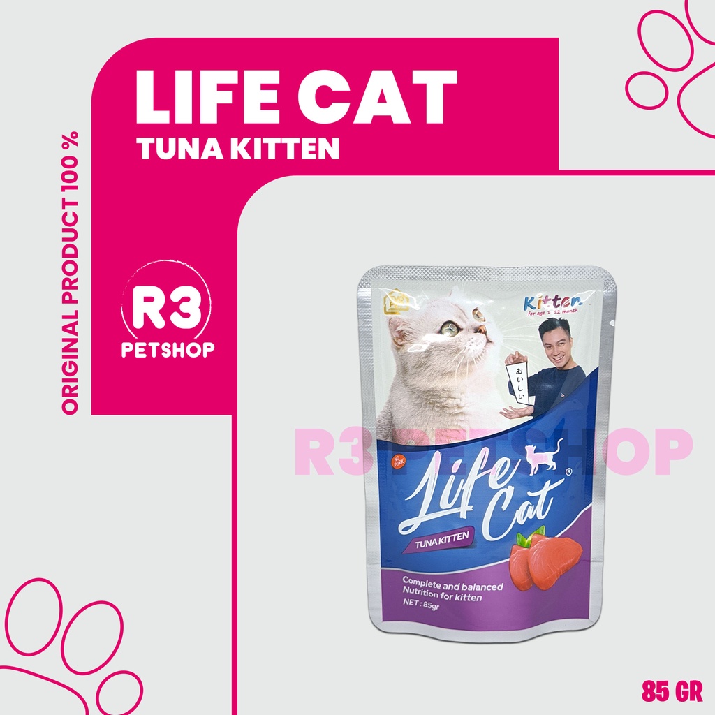 Makanan kucing basah Life Cat Pouch All Variant 85gr @1dus 24pcs (Grab Gosend)