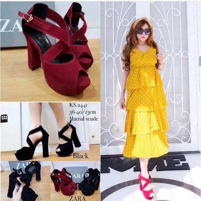 ZARA Platform Heels Suede