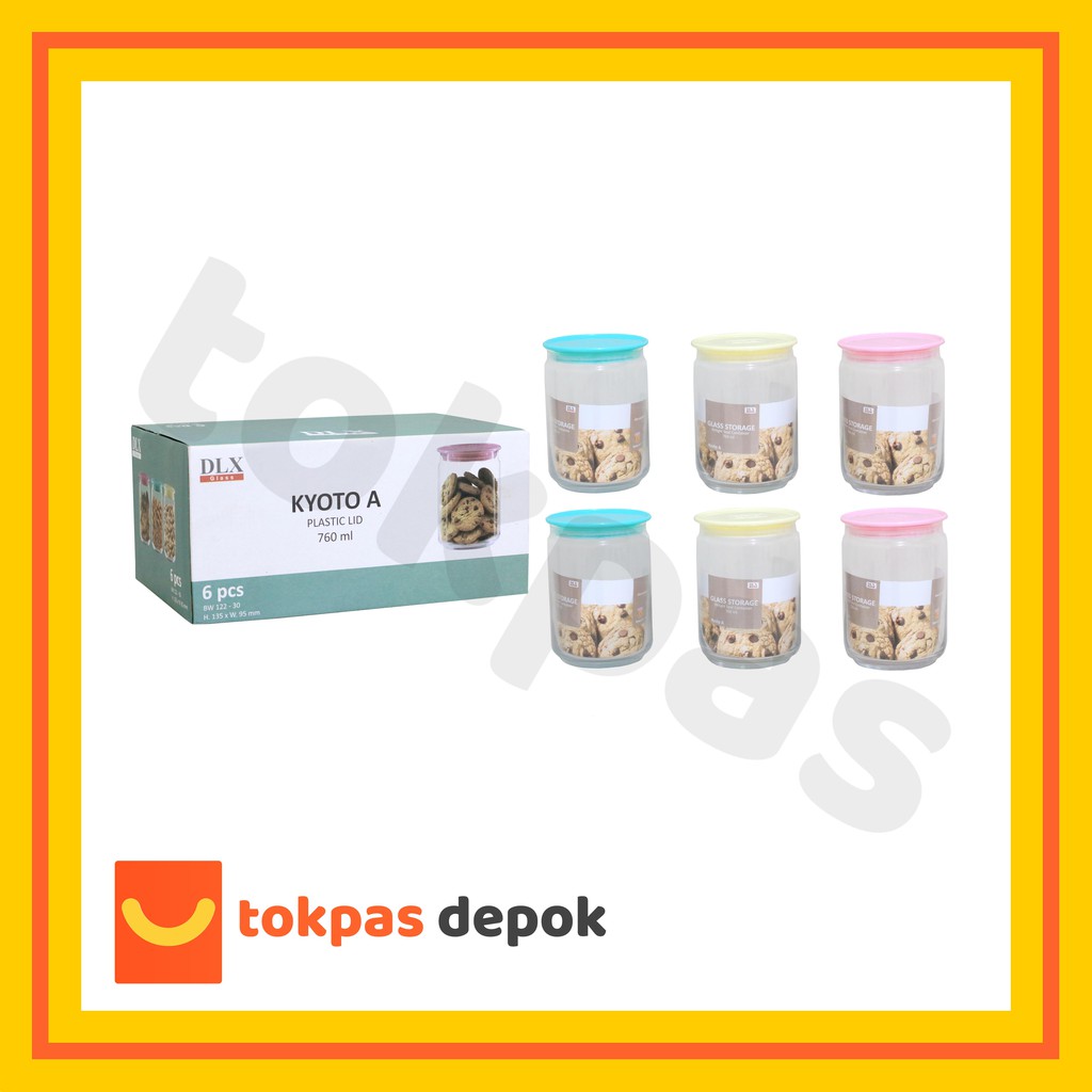 Toples Lebaran SET 6 pcs Toples Kaca Kedap Udara 760 ml Kyoto A DLX Glass BW 122 30