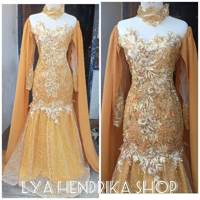 Baju pengantin/prewedding/penyanyi duyung gold 3D