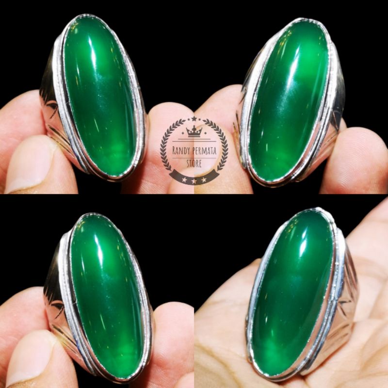 Cod Batu Akik Bacan Cincau Chrysocolla Chalsedony Kristal Bergiwang Model Pandan Asli Top Quality
