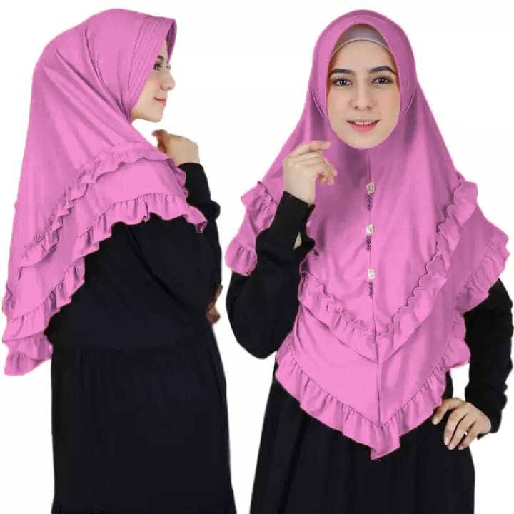 BERGO ZASKIA REMPEL / JILBAB JERSEY / JILBAB MURAH / JILBAB TERBARU / JILBAB ISNTAN / BERGO RUMAHAN-DUSTY PINK