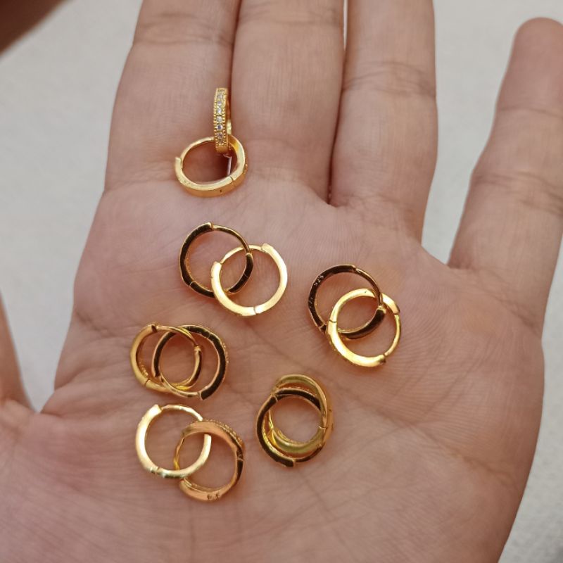 ANTING JEPIT DONAT PERAK ASLI 925 LAPIS EMAS