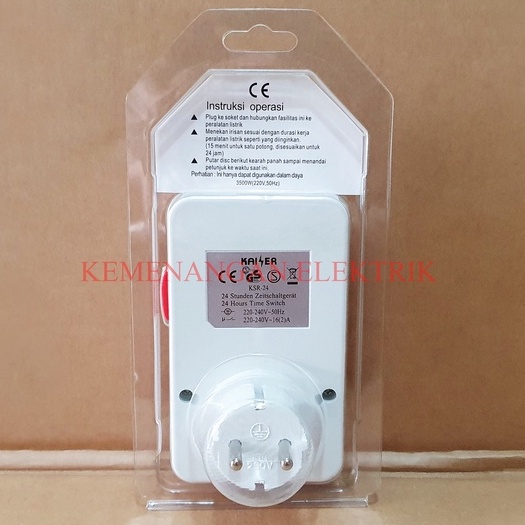 KAISER STOP KONTAK TIMER 24 JAM ANALOG / ALAT PENGATUR WAKTU MANUAL / COLOKAN STOPKONTAK TIMER