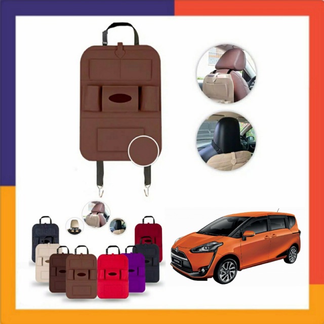 Car Seat Organizer Tas JOK Mobil Toyota SIENTA Coklat Bestseller Premium Berkualitas