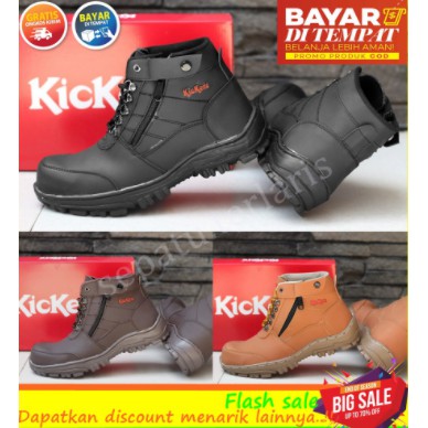 sepatu pria boots safety kickers morisey ujung besi safety