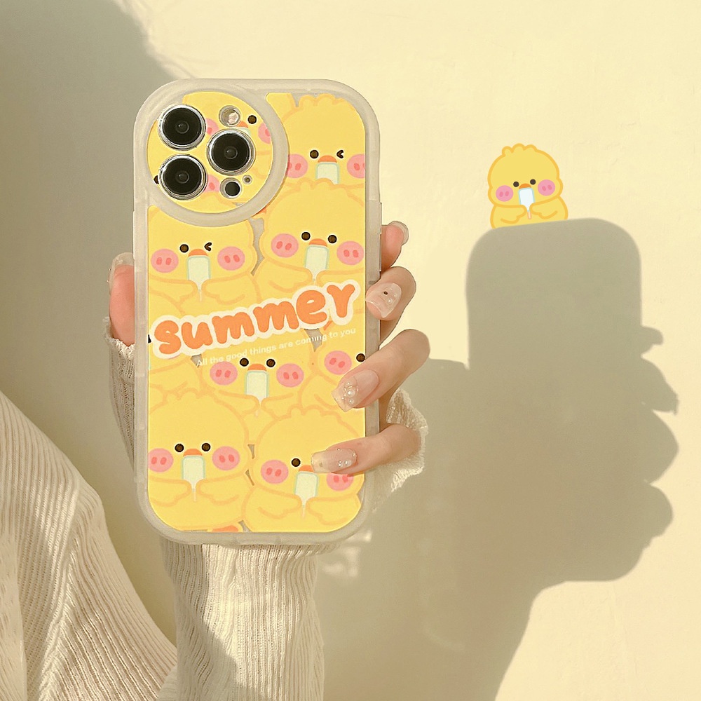 Soft Case Hp Gambar Kartun Bebek Warna Kuning Untuk Iphone 11 / XS / XR / 12 / 13pro MAX