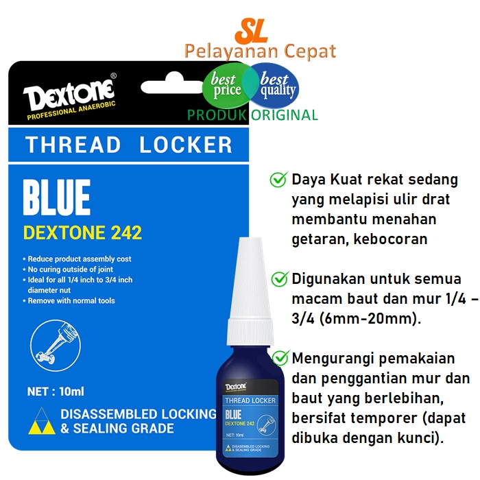 Lem Baut Dextone 271 Threadlocker 10ml Cegah Baut Kendur dan Berkarat Original