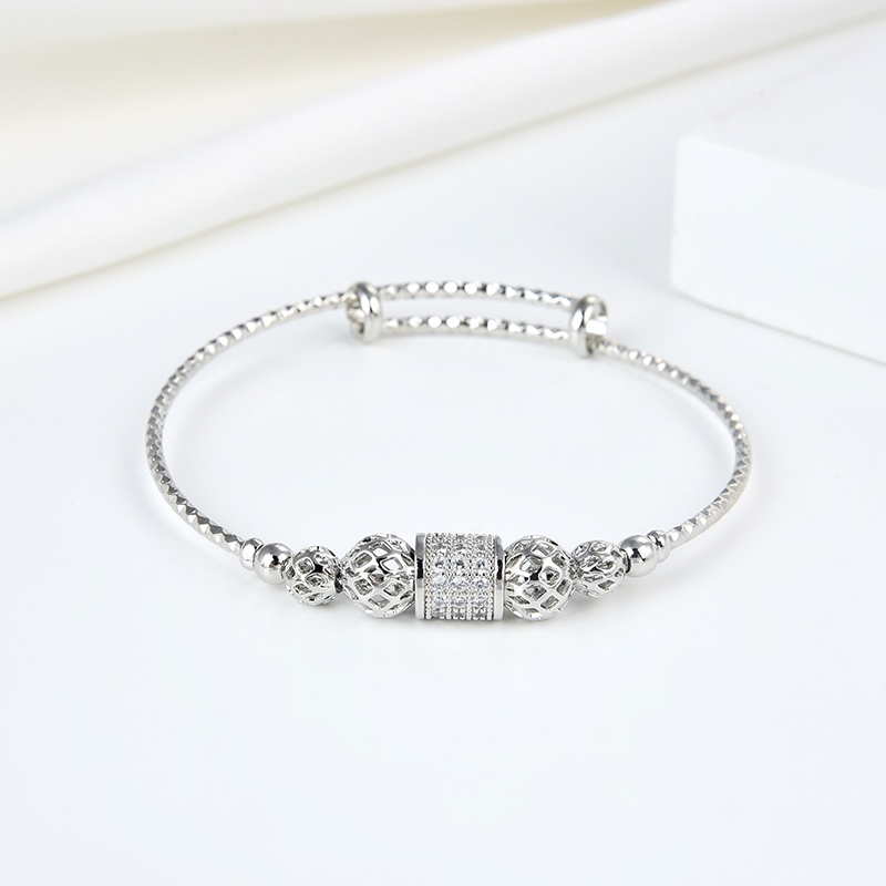 COD Gelang Titaniun Bangle Perak Wanita Diamond Titanium Premium Lapis 18K Anti Karat Berlian Korea Untuk Wanita Perhiasan perak 54b-119B