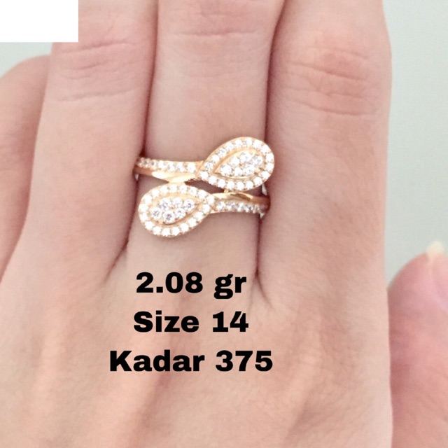 Cincin emas permata mewah kadar 375
