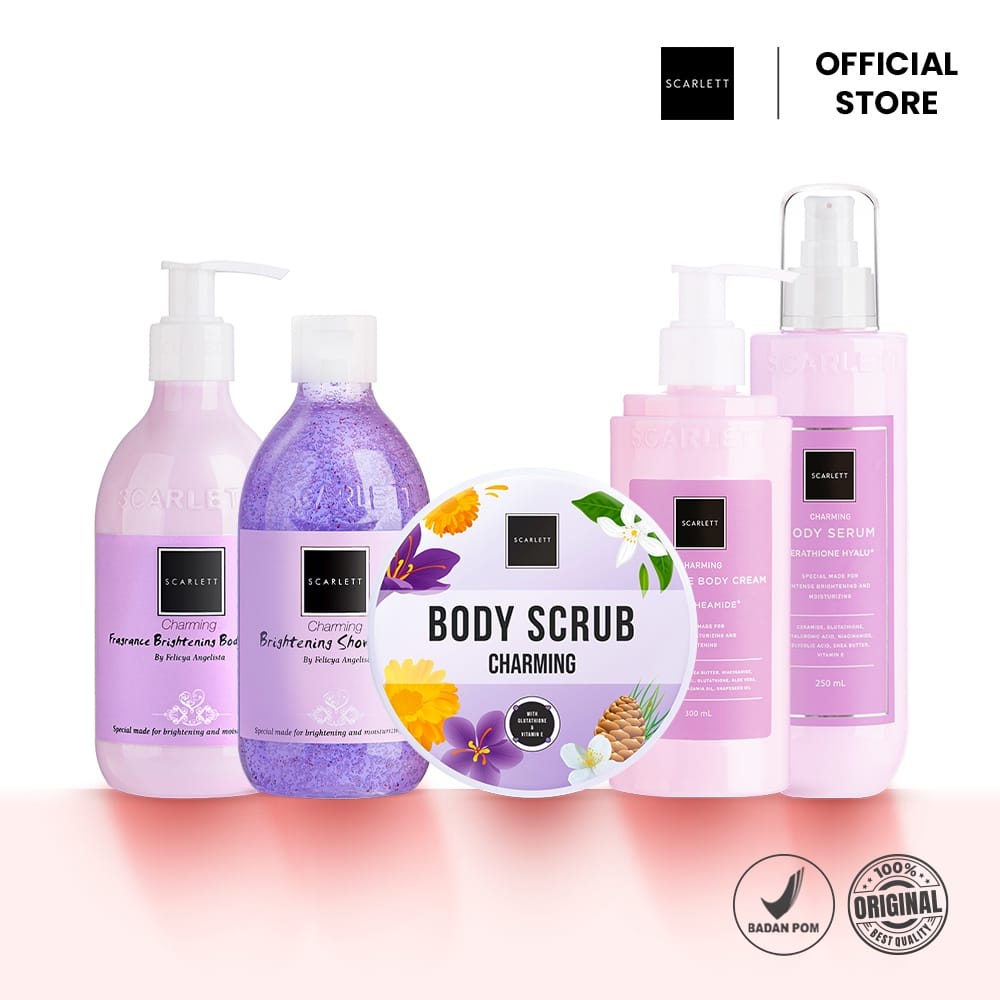 Scarlett Whitening Charming Series - Body Lotion | Body Serum | Body Cream | Shower Scrub | Body Scrub