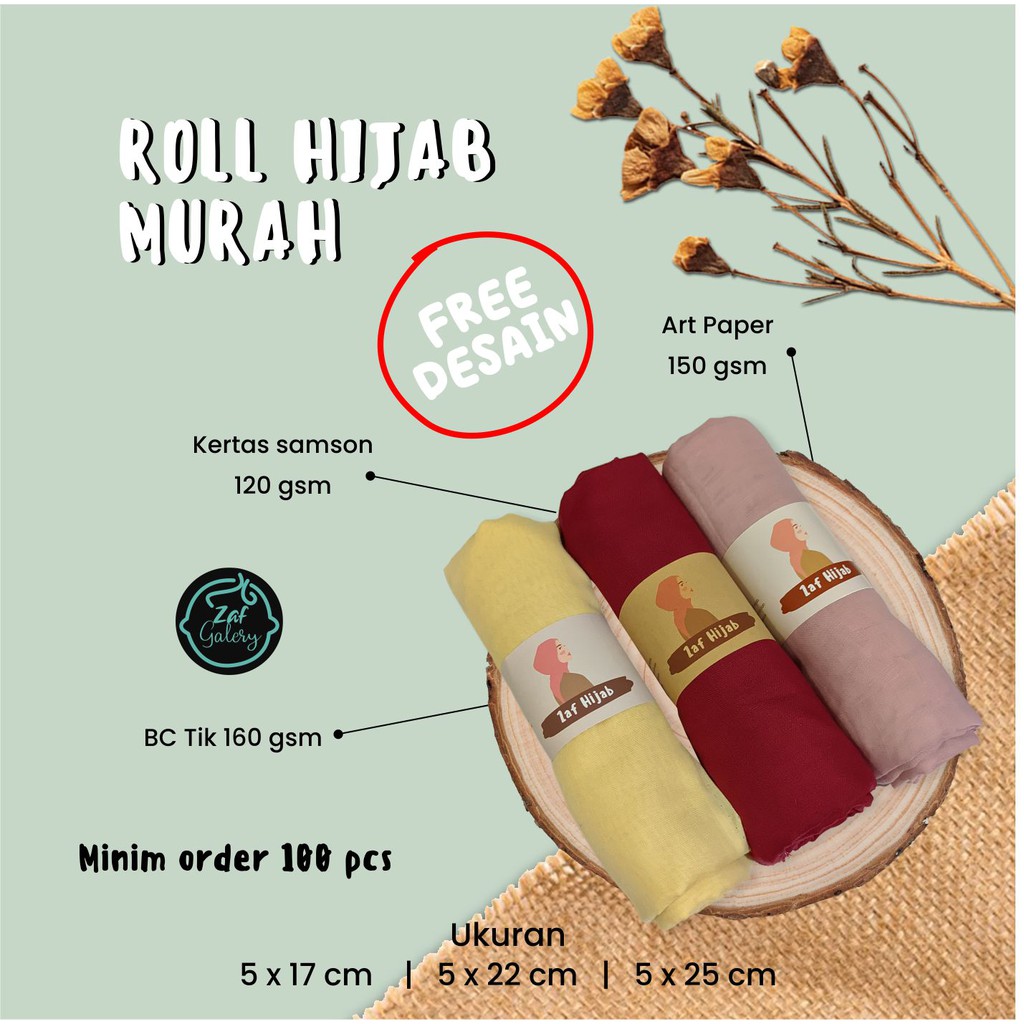 

Roll Hijab / Label Pengikat Hijab / Roll Souvenir / Roll Kaus Kaki Custom *FREE DESIGN*