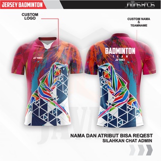 Baju Kaos Jersey Bulutangkis Badminton Printing Custom Nama&Logo
