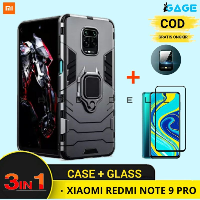 3in1- Hard Case Armor Robot Transformer Ring Kick Stand Xiaomi Redmi Note 9 Pro - Hardcase Note 9pro