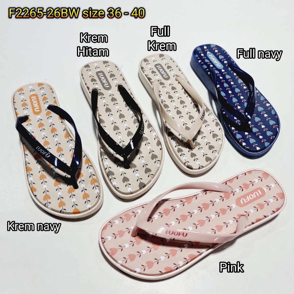 jelly sandal jepit wanita luofu sendal karet import japit cewek F2265-26BW