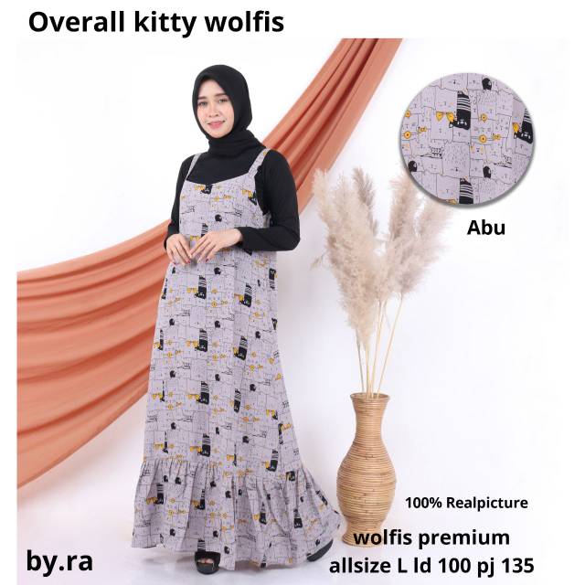 Overall kitty wolfis | OVERALL MOTIF | OVERALL JEANS | OVERALL DRESS | OVERALL MURAH