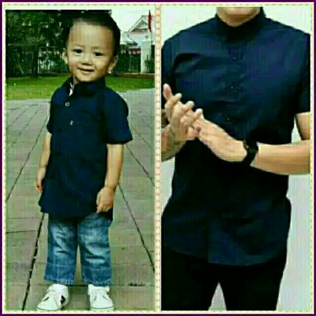 Kemeja polos ayah anak navy