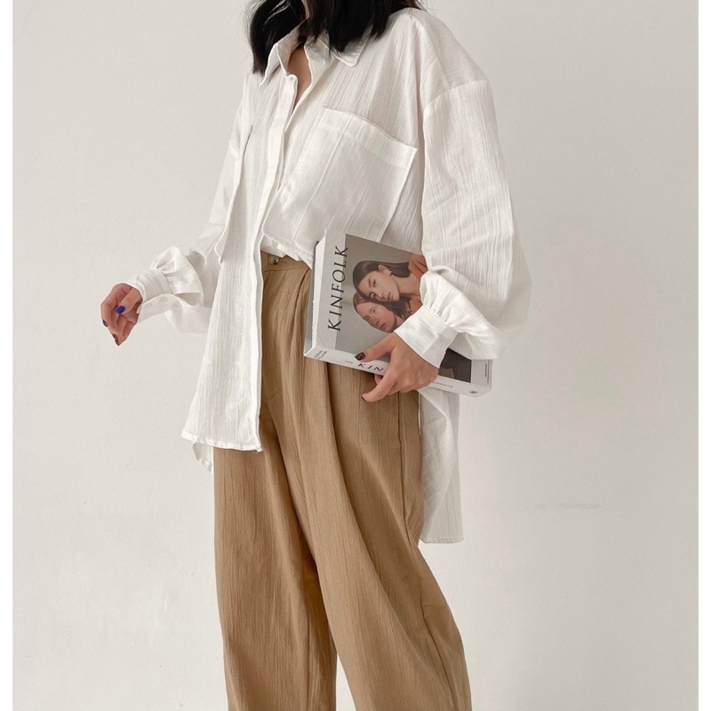 JC- NIKI Shirt 2001 / Gea Top / Kemeja Linen Crinkle / Kemeja Oversize Linen Crincle 2 Pocket / Kemeja Oversize Crincle Premium