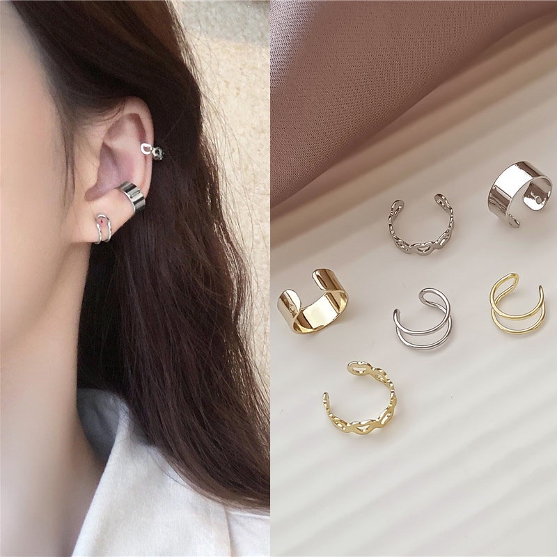 3pcs / Set Anting Klip Tanpa Tindik Untuk Wanita