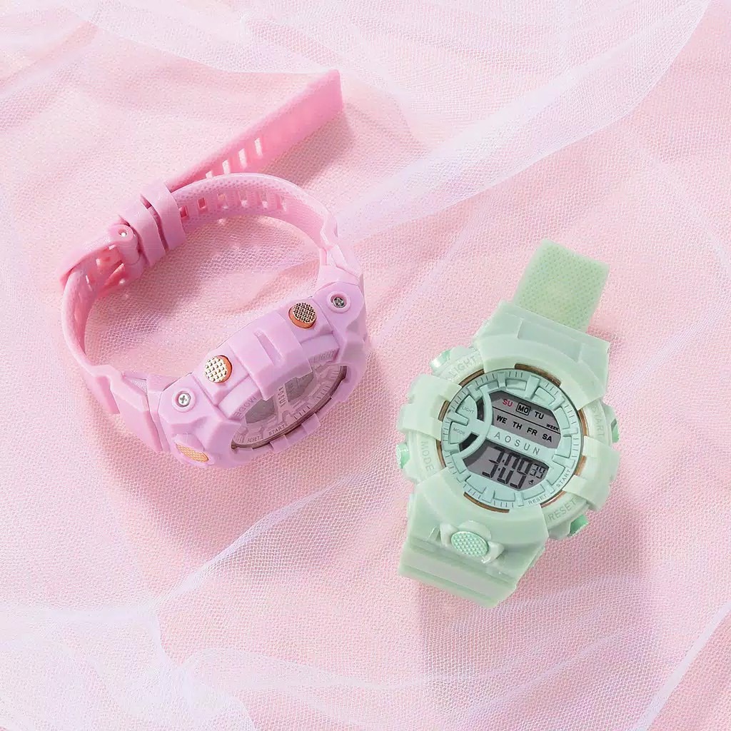 TERBARU JAM TANGAN WANITA DIGITAL KOREAN STYLE TALI WARNA