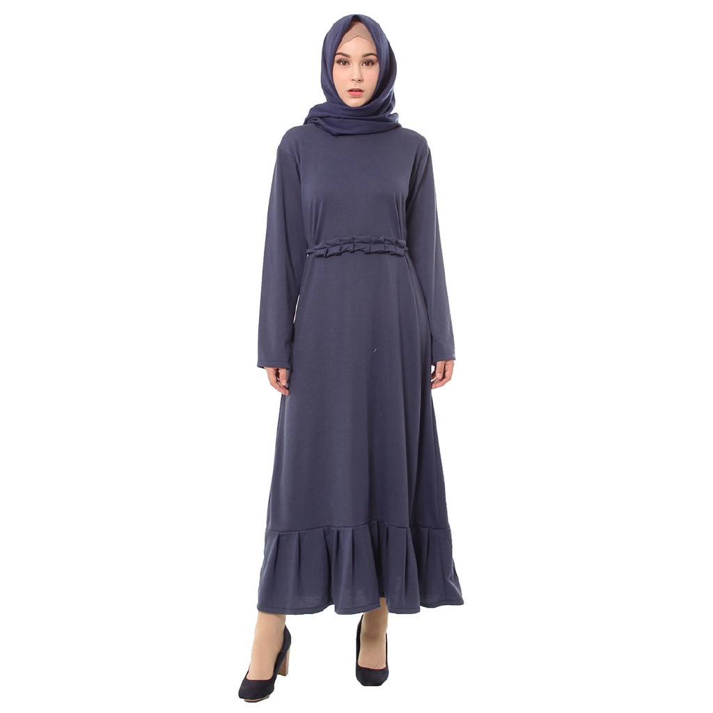 Pakaian Wanita  Berly Plit Dress Navy M14552 R4S2 ORI