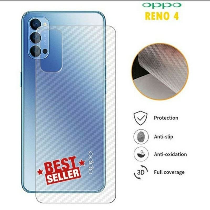 Oppo Reno 4 / 4F / 4 Pro / 5 / 5F Anti Gores Skin Karbon Belakang Screen Guard Anti Jamur Carbon