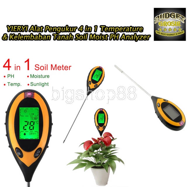 bigshop88 - Alat Pengukur 4 in 1 Temperature &amp; Kelembaban Tanah Soil Moist PH Analyzer - TPH01803--YIERYI