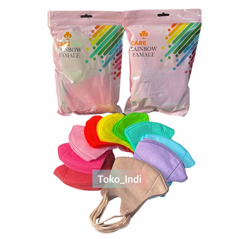 MASKER DUCKBILL CAREION RAINBOW ISI 50 / Masker Rainbow / Masker Duckbill