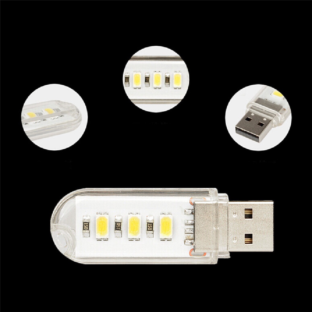 2 Pcs Lampu Bohlam 3 LED Mini USB 5730 SMD 1.5w Untuk Camping