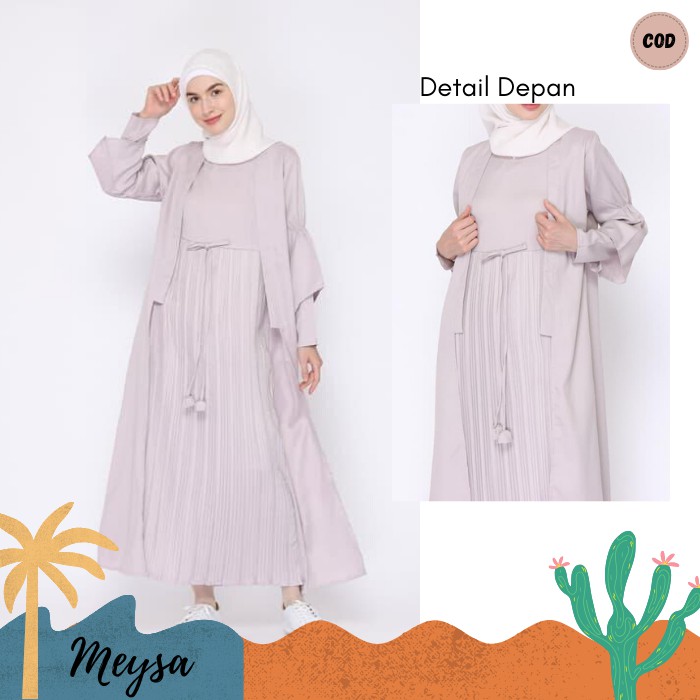 LUNA Gamis Plisket Dress Pesta Gamis Modern Gamis Polos Busui Dress pesta MK253 Muslimah Lebaran