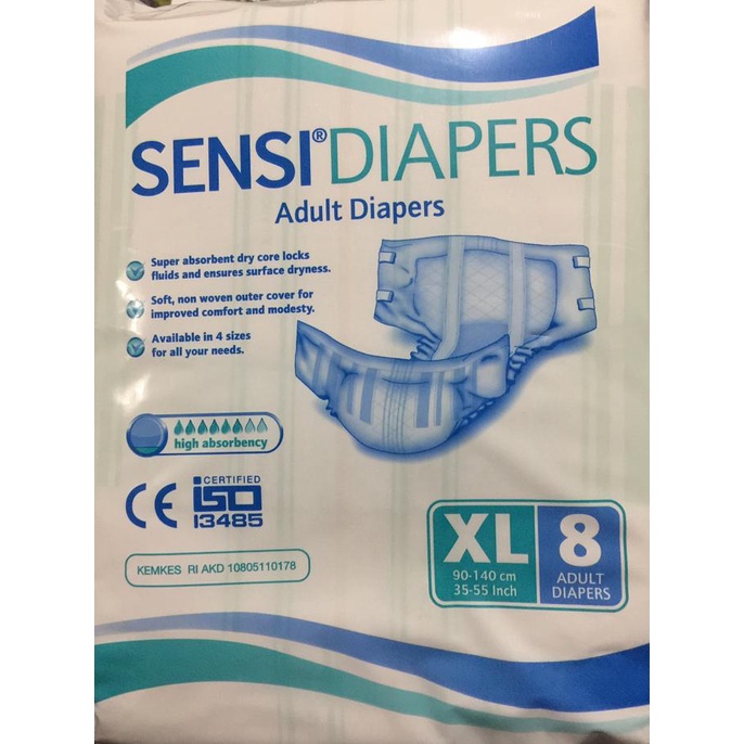 ( BISA COD ) Popok Dewasa SENSI perekat XL- 8 - Adult Diapers PampersLampin TERLENGKAP [Kode 1|Kode