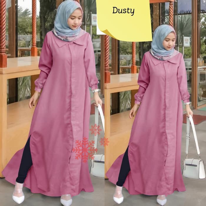 NISSA SABYAN  Gamis rosa dusty pink baju remaja trendy kuliah santai gaul mx ruz vt