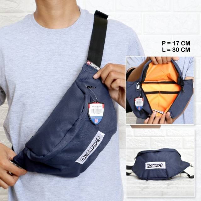Waistbag bullshirt original brand warna navy , hitam
