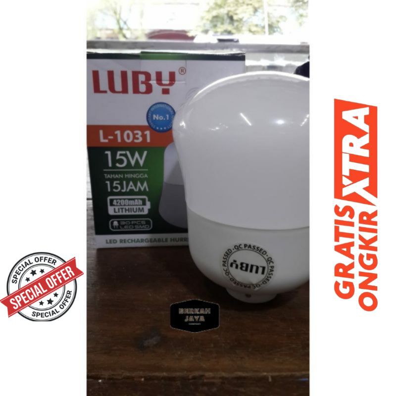 lampu powerbank-lampu cas emergency luby 15 watt L-1031 dengan POWERBANK tahan lama 15 jam