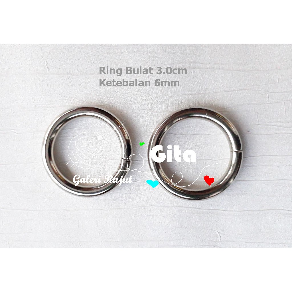 (2pcs) Ring O 3.0cm (Ring Bulat Ketebalan 6mm)