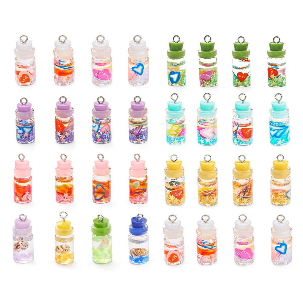 NEW 6PCS 20x10mm Mini Glass Bottles Pendant Ornaments Jewelry Making For Keychain Necklace Pendant Jewlery Findings