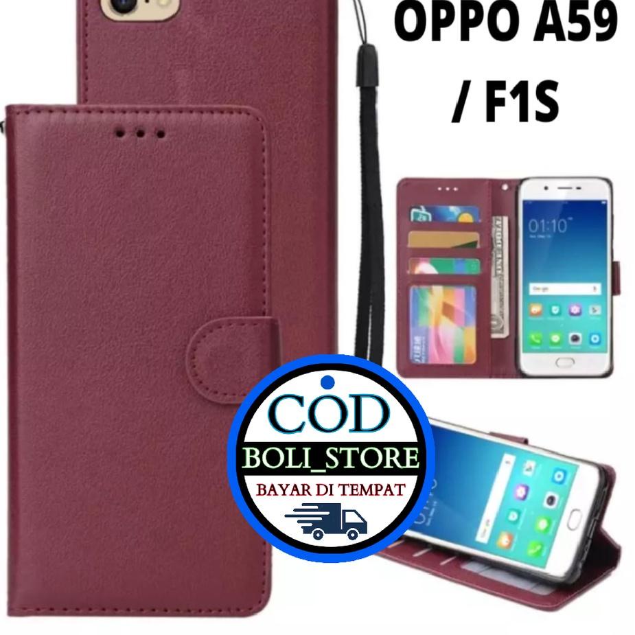 ↧ CASING / CASE KULIT FOR OPPO F1S  OPPO A59 - CASING DOMPET- COVER -SARUNG HP FW9BG Stok banyak
