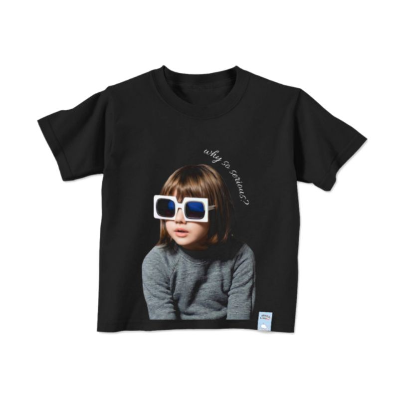 KAOS ANAK ACME DE LA VIE | ADLV | WHY SO SERIOUS | BAJU TSHIRT HITAM KAOS OVERSIZE LOKAL KAOS ANAK L