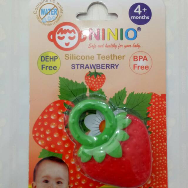 Ninio Silicone Teether Strawberry BPA free / Gigitan Bayi Silicone