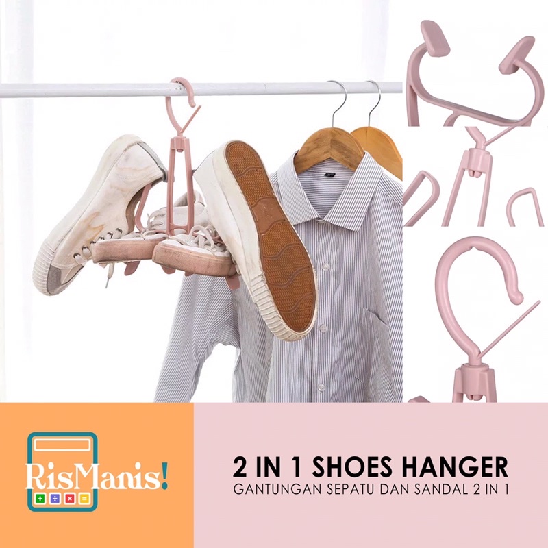 2 IN 1 SHOES HANGER Gantungan Sepatu Cantolan Sandal Hook Kaos Kaki Jemuran Rumah Organizer Praktis