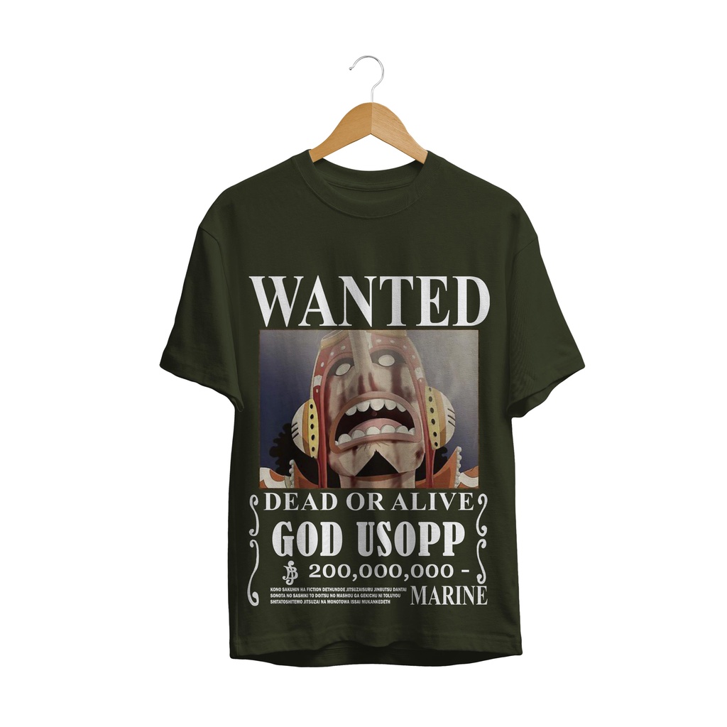 T-SHIRT BAJU ANIME ONE PIECE WANTED GOD USOP BOUNTY