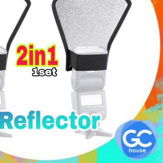 ✥ [ 2 in 1 ] Universal Flash Reflector Diffuser Softbox SILVER WHITE Reflektor Bouncer Speedlite ✬