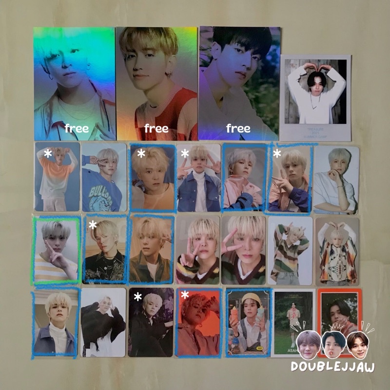 [READY STOCK] PHOTOCARD ASAHI TREASURE CHAPTER ONE TWO THREE BLACK WHITE KTOWN4U EFFECT BLUE GREEN A