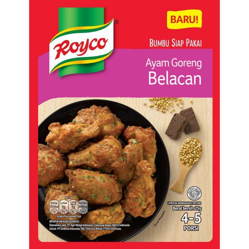 Royco Ayam Goreng Belacan Balacan 25gr Bumbu Siap Pakai Ayam Goreng Balacan Cabe Hijau 17gr bumbu na