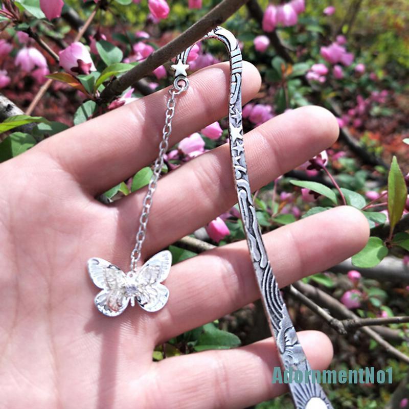 [AdornmentNo1]Glow In The Dark Butterfly Bookmark Tibetan Silver Book Marker Stationery DIY