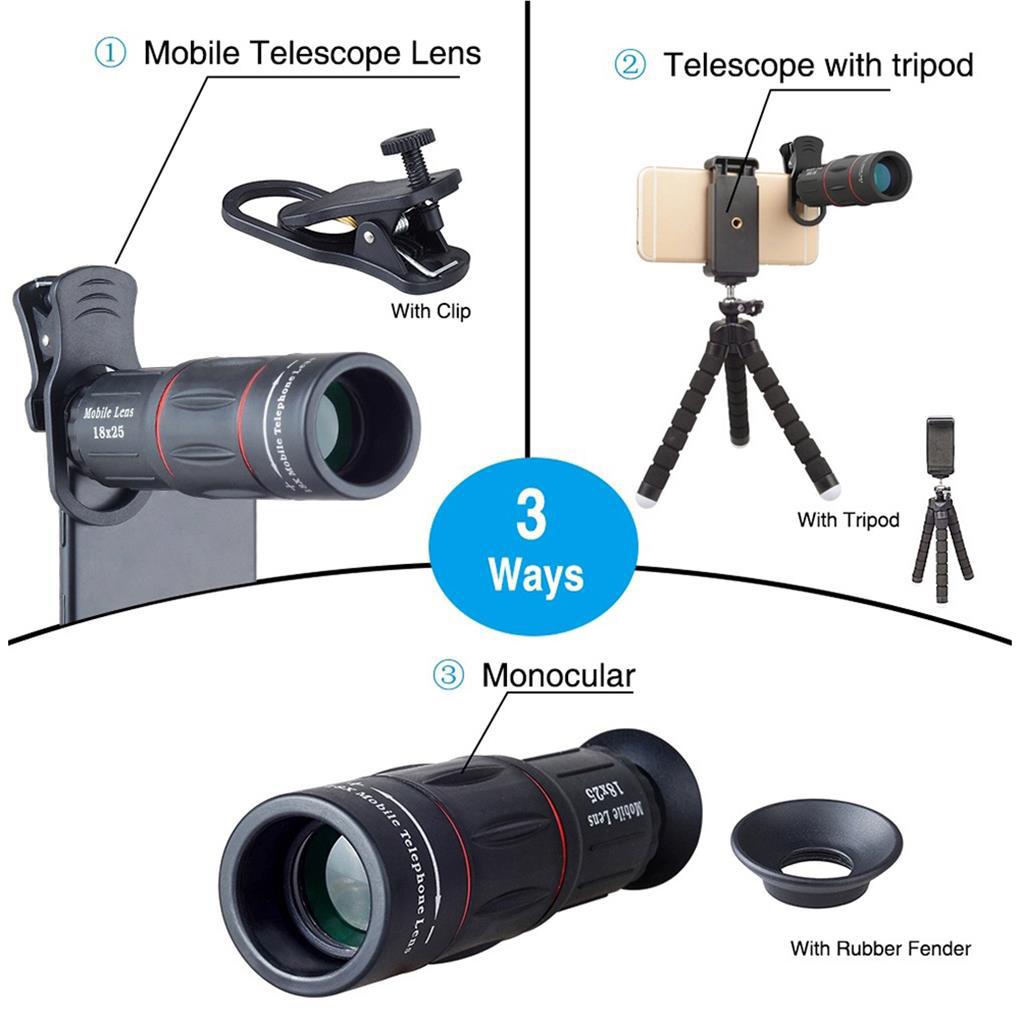 Apexel 4 in 1 Lensa Telephoto Makro Eksternal 18X Wide Eye + Klip Untuk Iphone / Android (house2020)