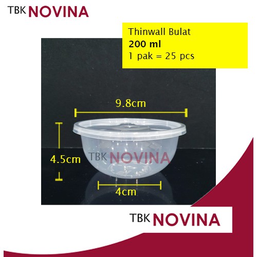 [25PCS]Thinwall Bulat Bowl 200ml pack isi 25pcs Cup Puding Mangkok Plastik 200 ml Tutup Murah